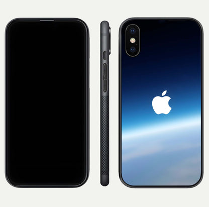 Minimal Apple Sky Glass Case for iPhone X front & back layout with clean tone and minimal finish