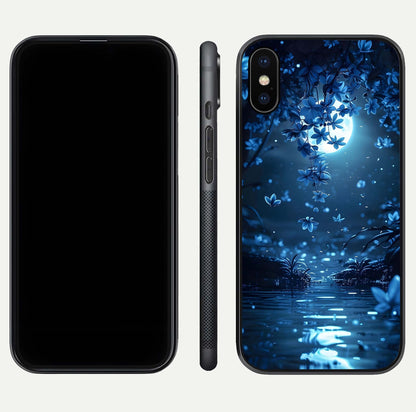 Moonlight Petal Dream Glass Case for iPhone X front & back layout highlighting soft pastel tones