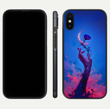Mystic Hand Glass Case for iPhone X front & back layout highlighting mystic design and smooth edges