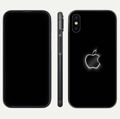 Neon Apple Glow Glass Case for iPhone X front & back layout showing bright tones and edge curve