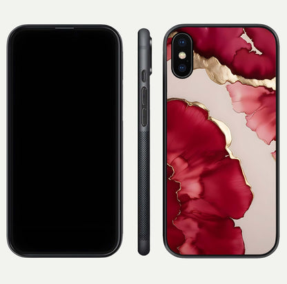 Pink & White Marble Glass Case For iPhone X