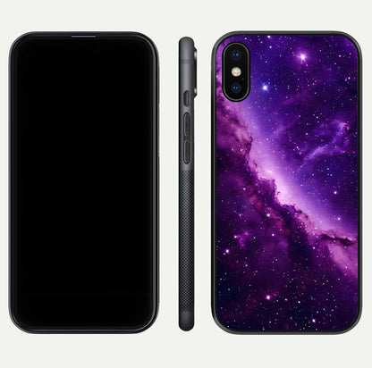 Purple Shade Sky Glass Case for iPhone X front & back layout showing HD tones and clean glass edges