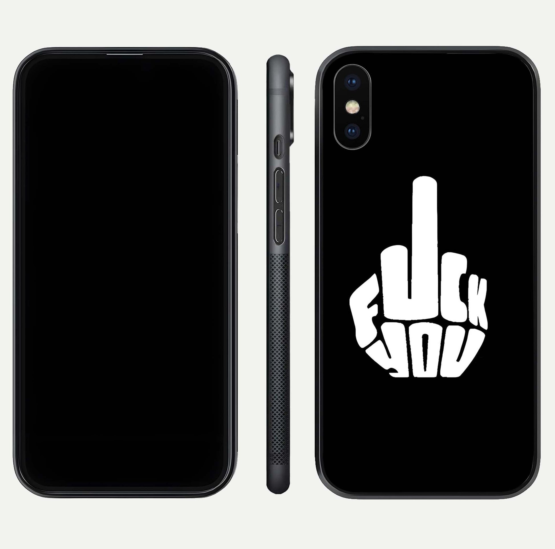 Rebel Mode On Glass Case for iPhone X front & back layout showing minimal tone and clean edge fit