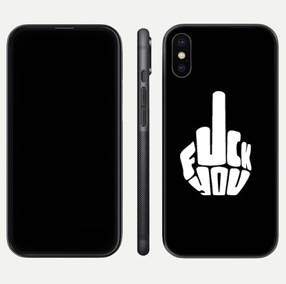 Rebel Mode On Glass Case for iPhone X front & back layout showing minimal tone and clean edge fit