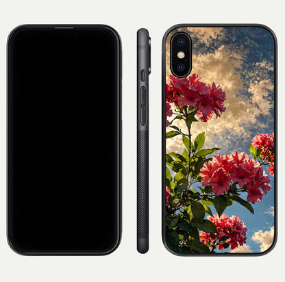 Red Bloom Skies Glass Case for iPhone X front & back layout showing soft gradient sky tones and edges