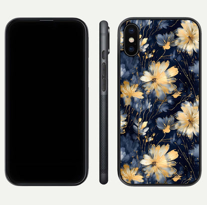 Royal Petal Dream Glass Case for iPhone X front & back layout showing floral pattern and clean edge finish