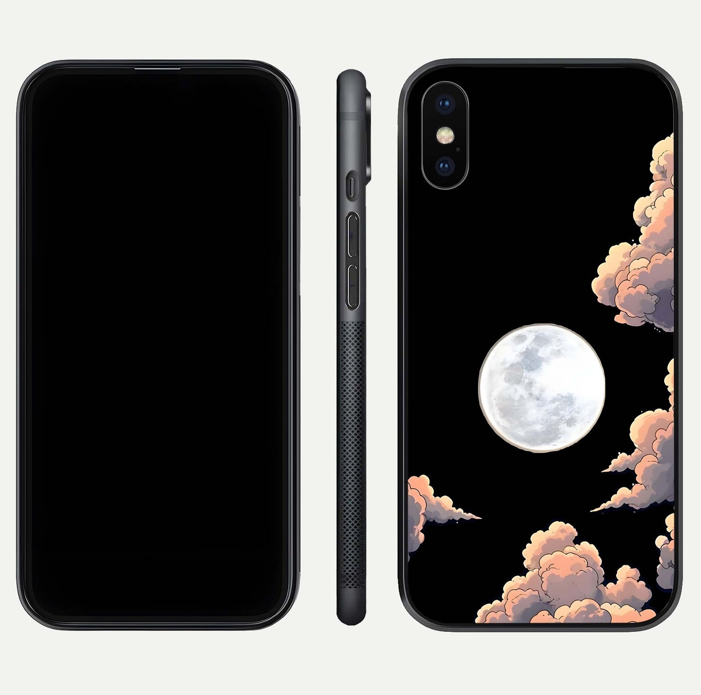 Shade Cloud Moon Glass Case for iPhone X front & back layout showing soft gradient tones and edges