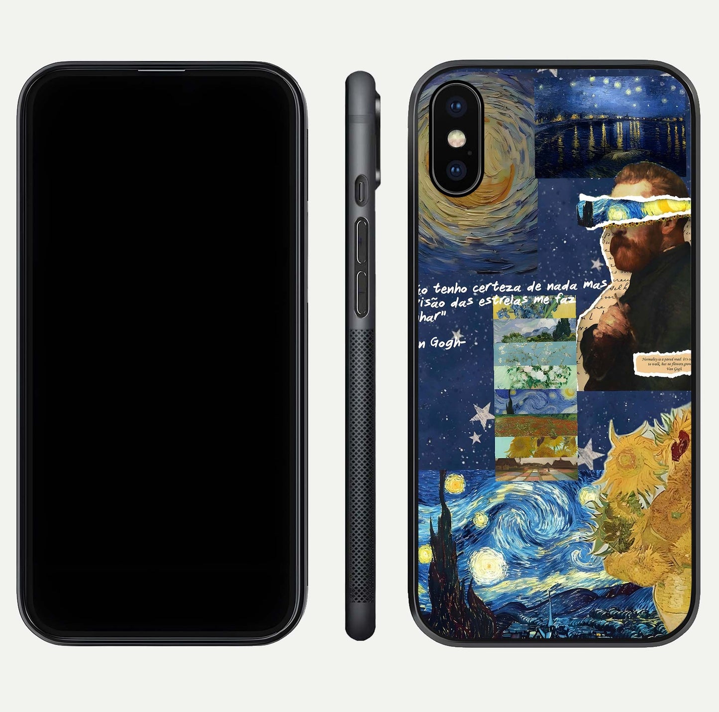 Starry Dream Vision Glass Case for iPhone X front & back layout showing star blend and smooth edges