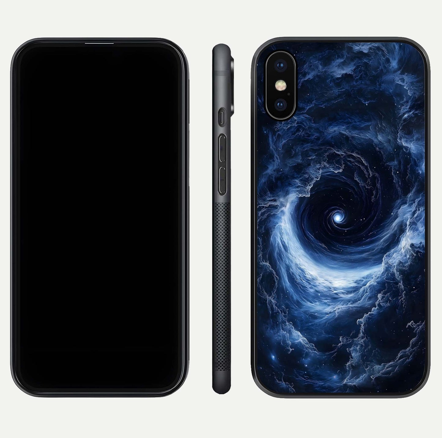 Stunning Galaxy Glass Case for iPhone X front & back layout showing deep cosmic hues and clean edges