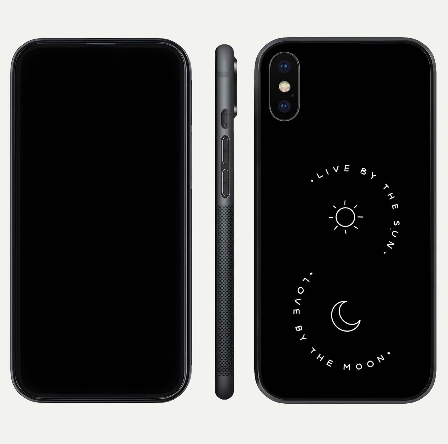 Sun Moon Balance Glass Case for iPhone X front & back layout showing smooth gradient and balanced design
