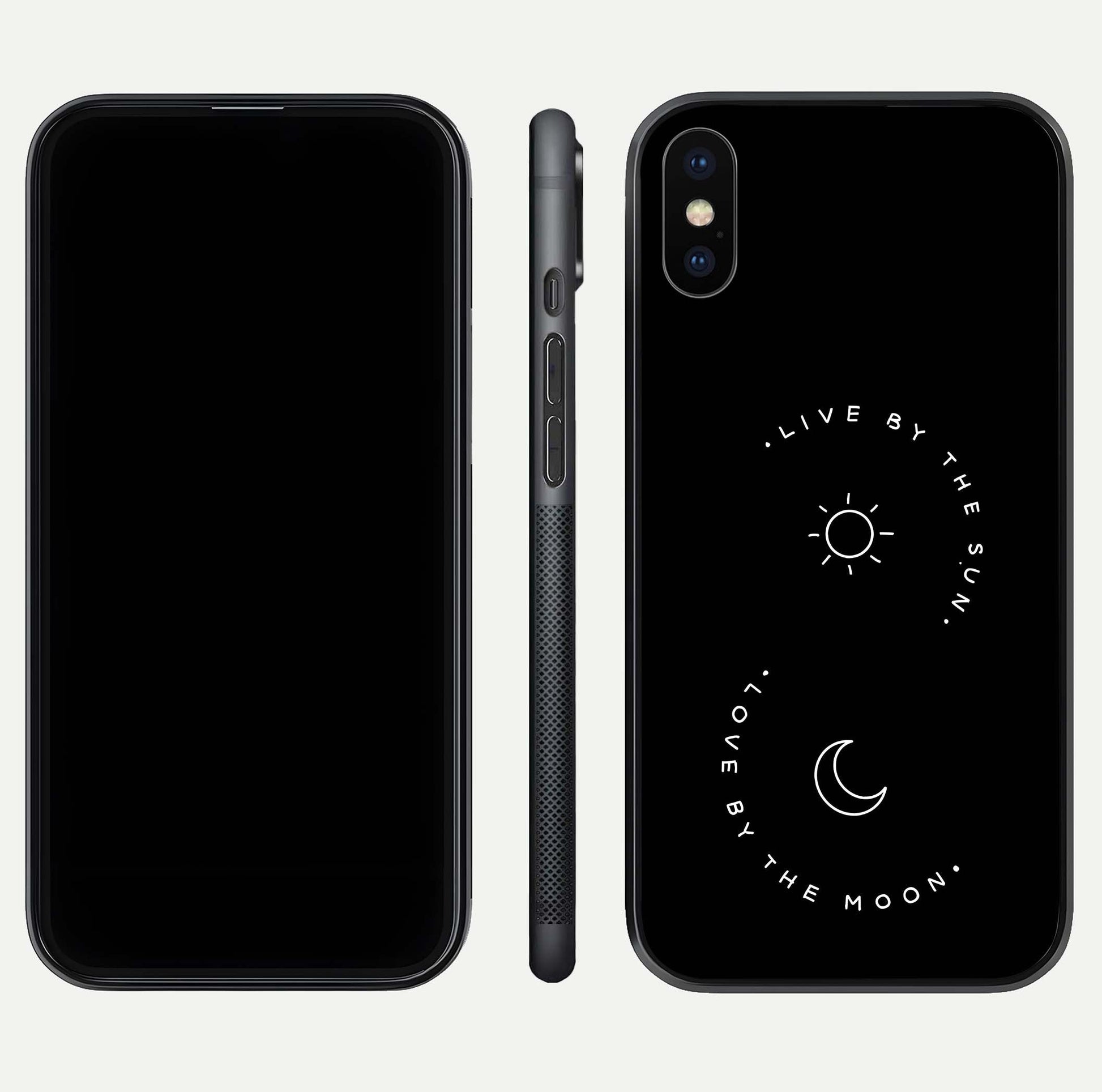 Sun Moon Balance Glass Case for iPhone X front & back layout showing smooth gradient and balanced design