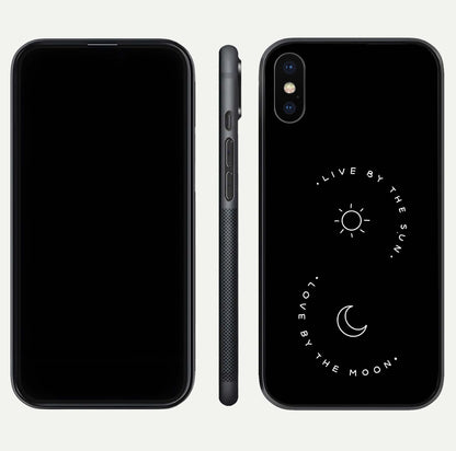 Sun Moon Balance Glass Case for iPhone X front & back layout showing smooth gradient and balanced design