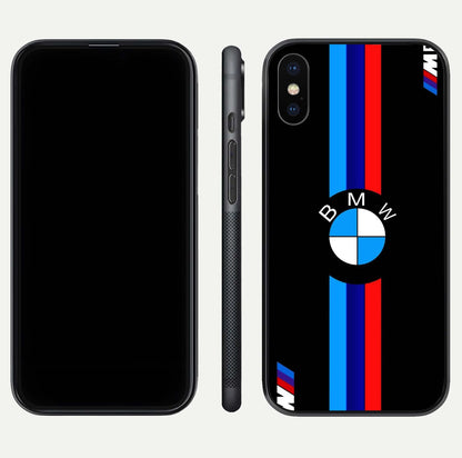 Turbo BMW Beast Glass Case for iPhone X front & back layout showing bold design and smooth finish