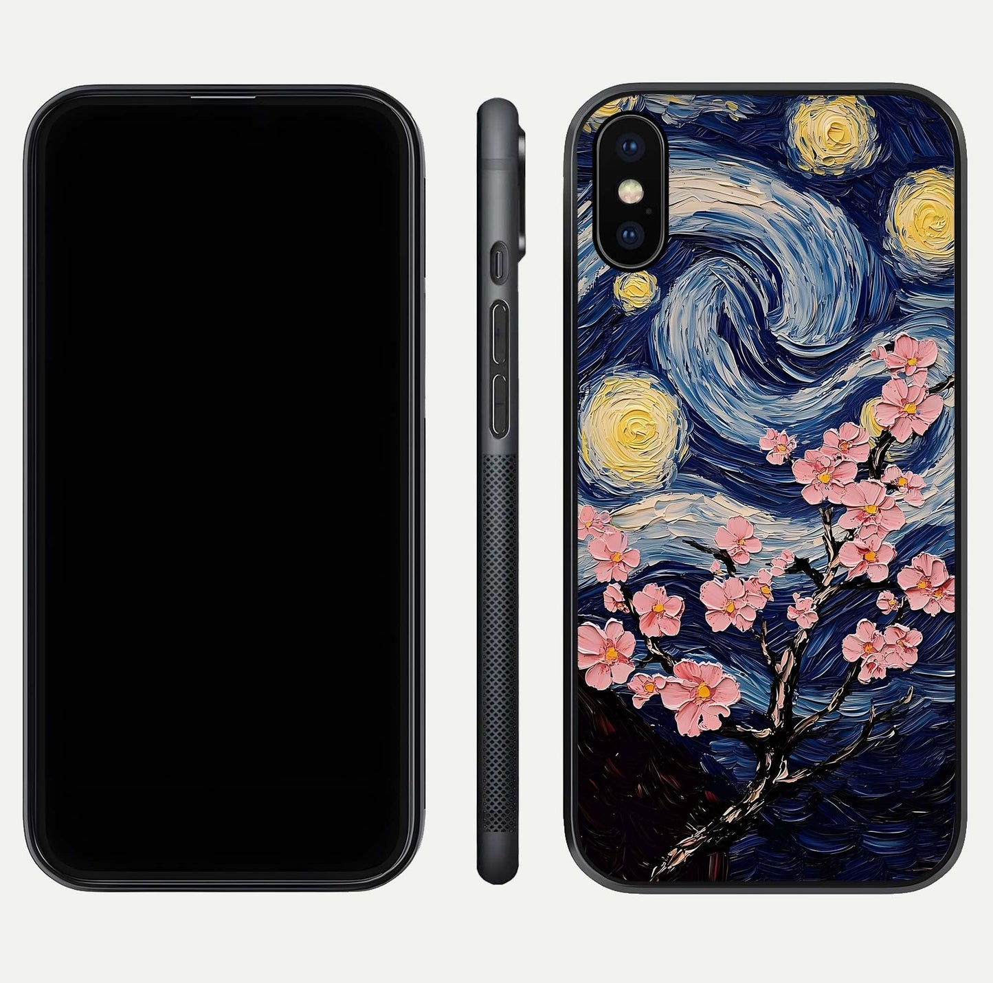 Van Gogh Scenery Glass Case for iPhone X front & back layout showing vibrant tones and detailed design