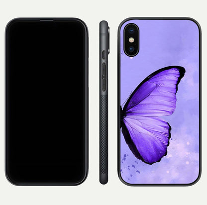 Violet Dream Wing Glass Case for iPhone X front & back layout showing violet tones and smooth edges