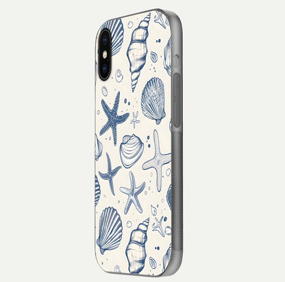 Blue Ocean Outline Glass Case for iPhone X side-angle view showing clear edge lines and oceanic blue glow