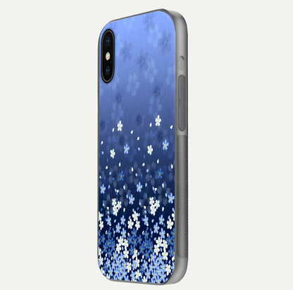 Blue Starry Glass Case for iPhone X side-angle photo showing light reflection and detailed star pattern