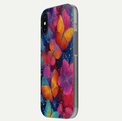 Butterfly Dream Mist Glass Case for iPhone X side-angle image showing soft gradient and reflective glow