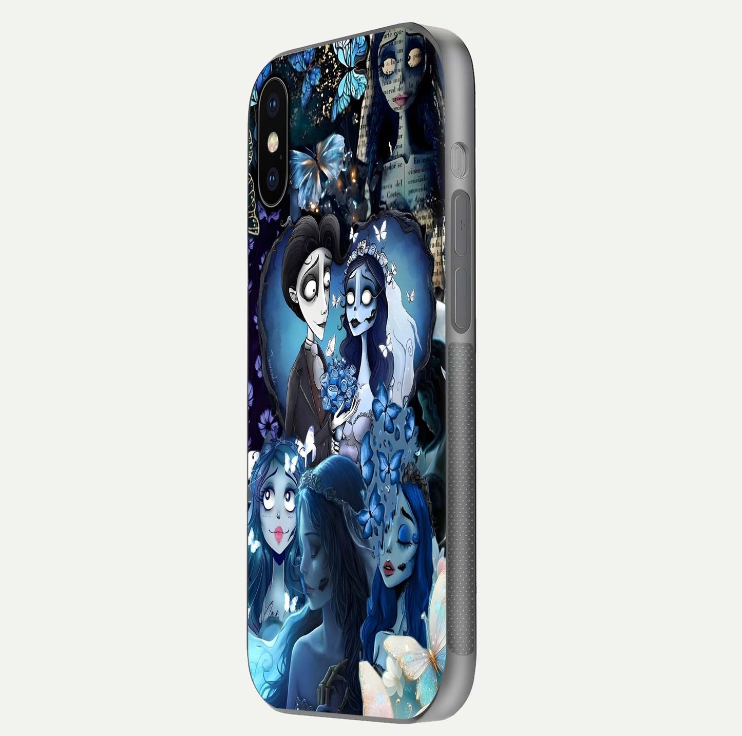 Butterfly Ghost Soul Glass Case for iPhone X side-angle image capturing edge light and deep design tones