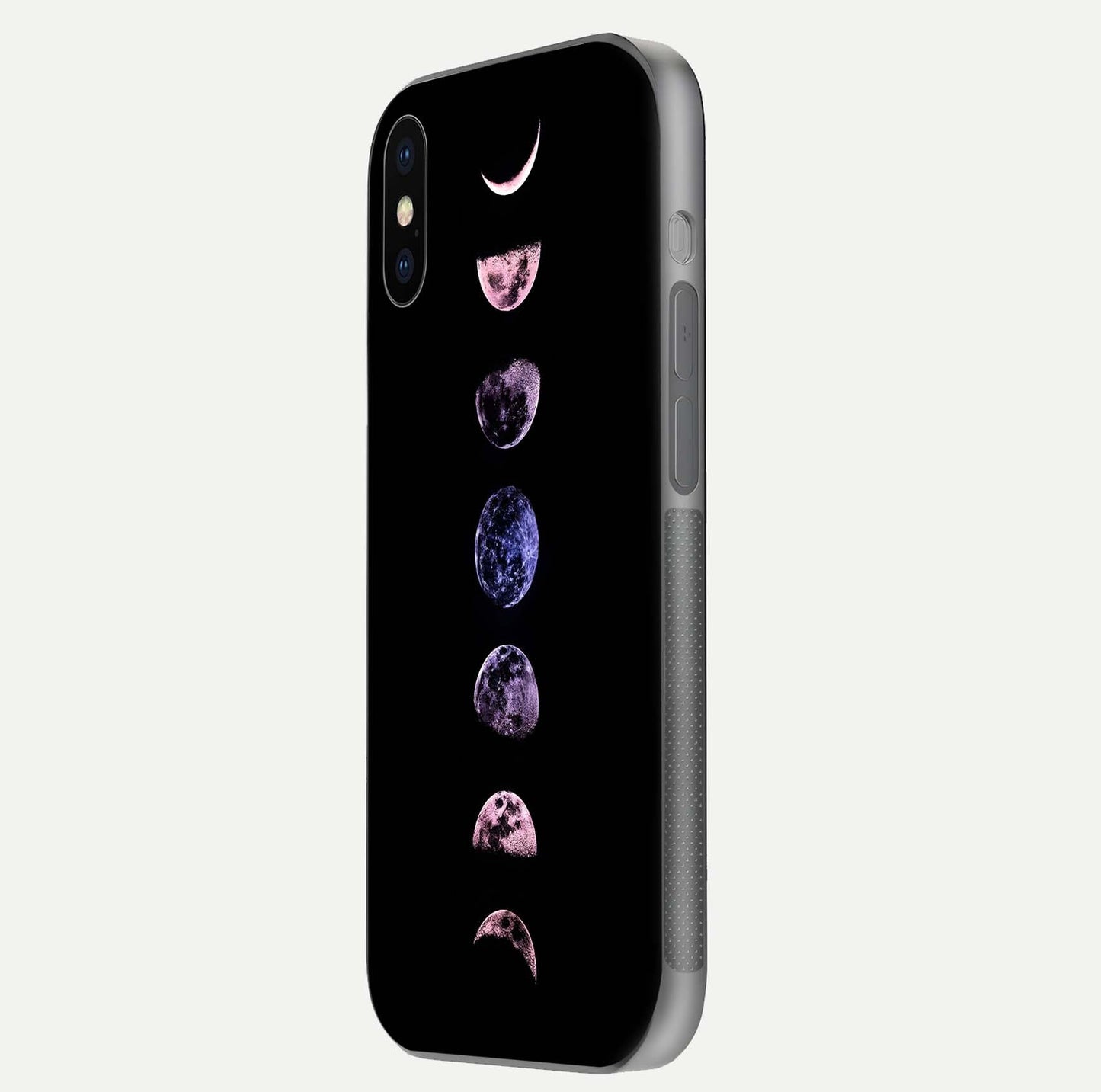 Crimson All Planets Glass Case for iPhone X side-angle photo capturing edge glow and glass reflection