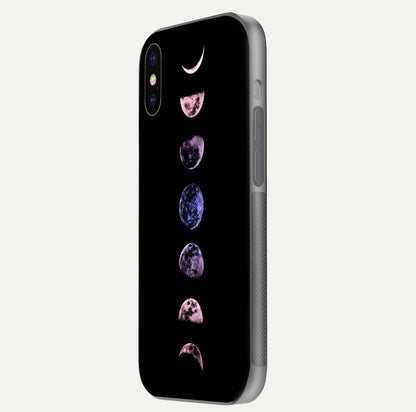 Crimson All Planets Glass Case for iPhone X side-angle photo capturing edge glow and glass reflection