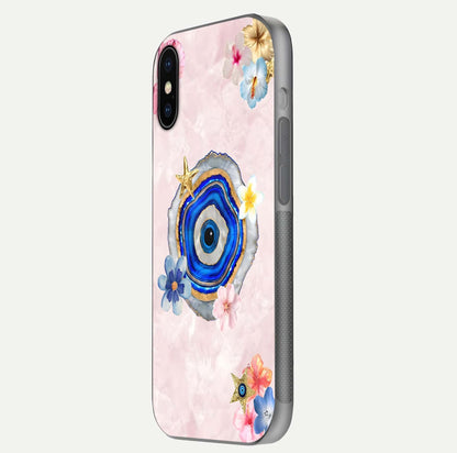 Divine Aura Bloom Glass Case for iPhone X side-angle photo capturing reflection glow and premium polish