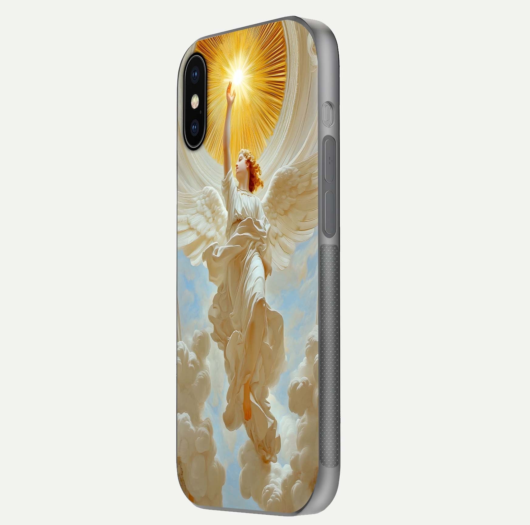 Divine Light Angel Glass Case for iPhone X side-angle image capturing reflection shine and edge finish