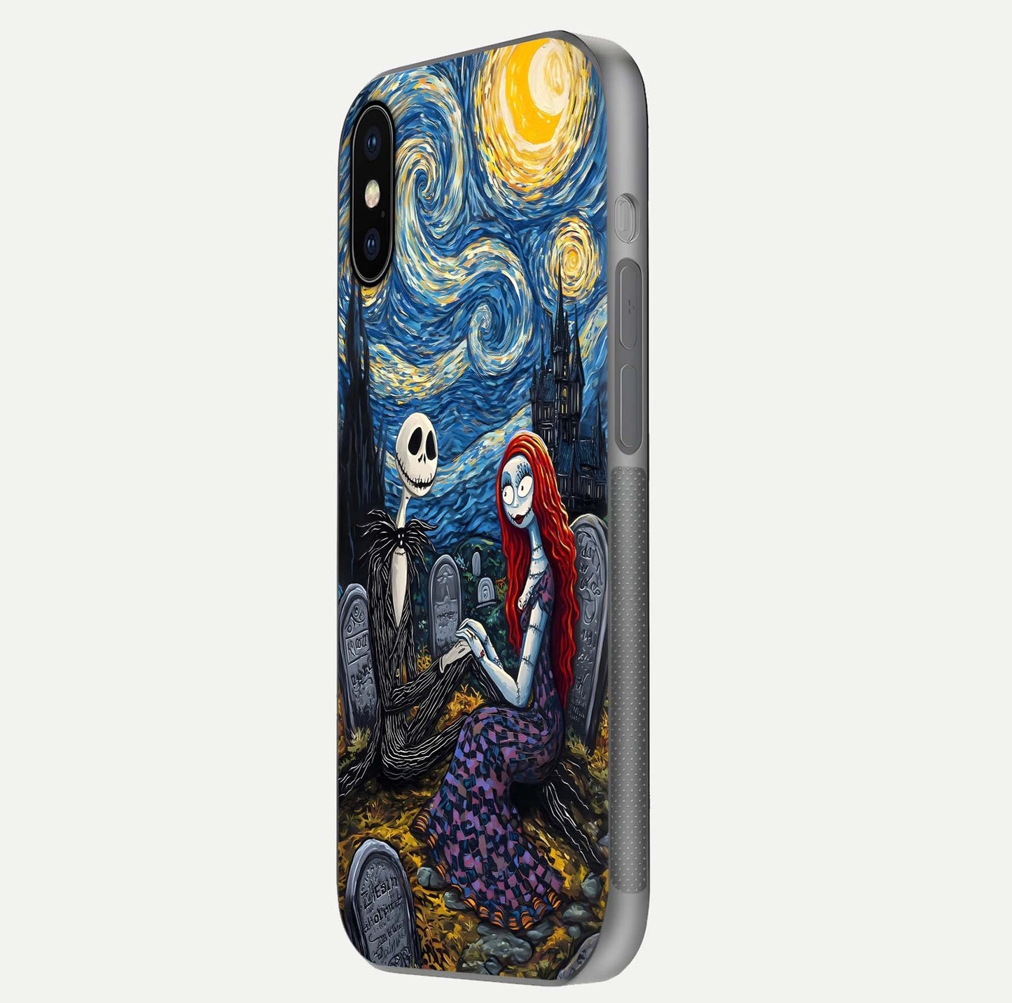 Eternal Night Love Glass Case for iPhone X side-angle photo showing edge shine and soft reflection
