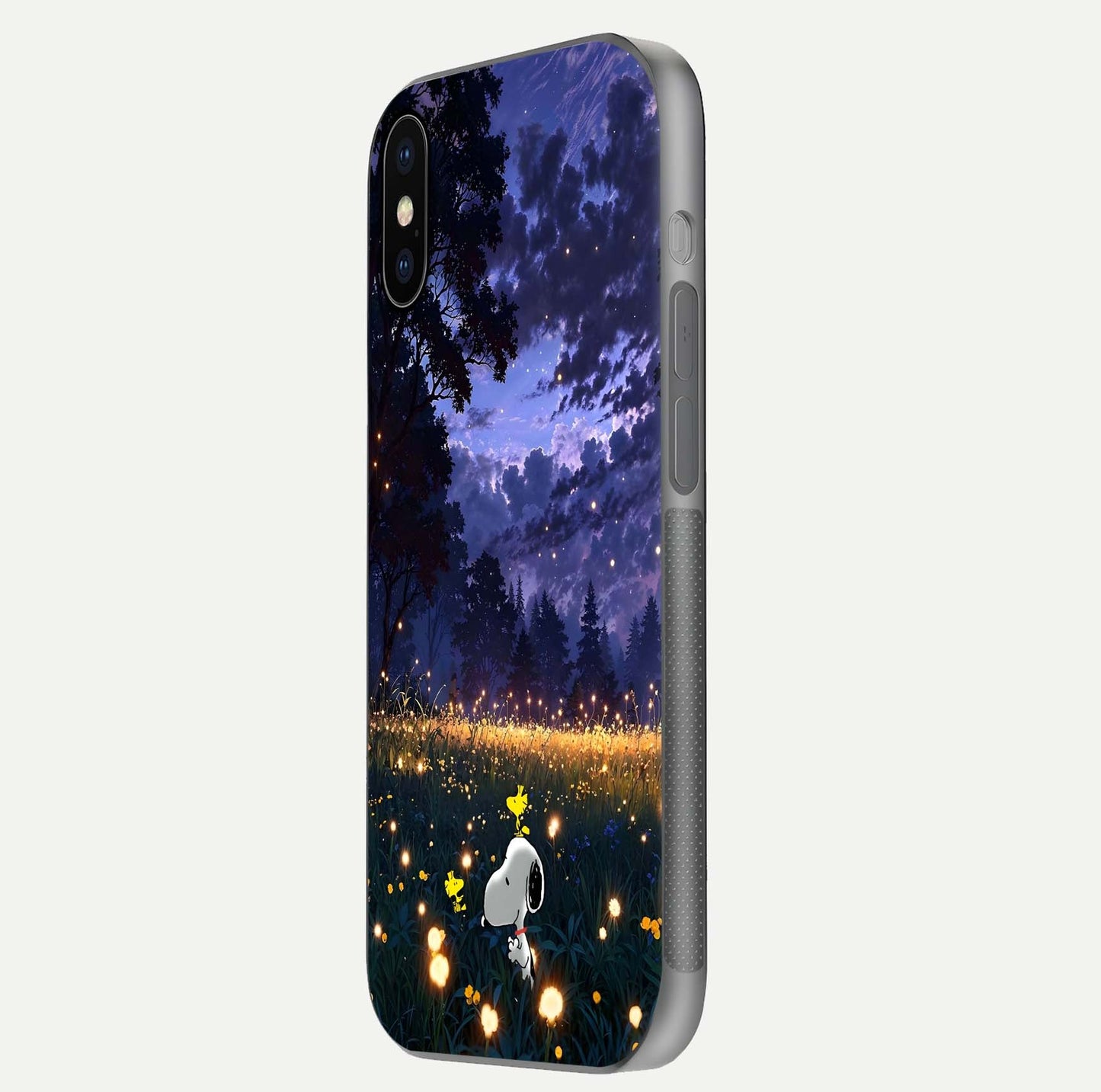 Firefly Meadow Magic Glass Case for iPhone X side-angle image capturing glow reflection and fine texture