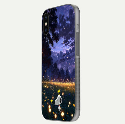 Firefly Meadow Magic Glass Case for iPhone X side-angle image capturing glow reflection and fine texture