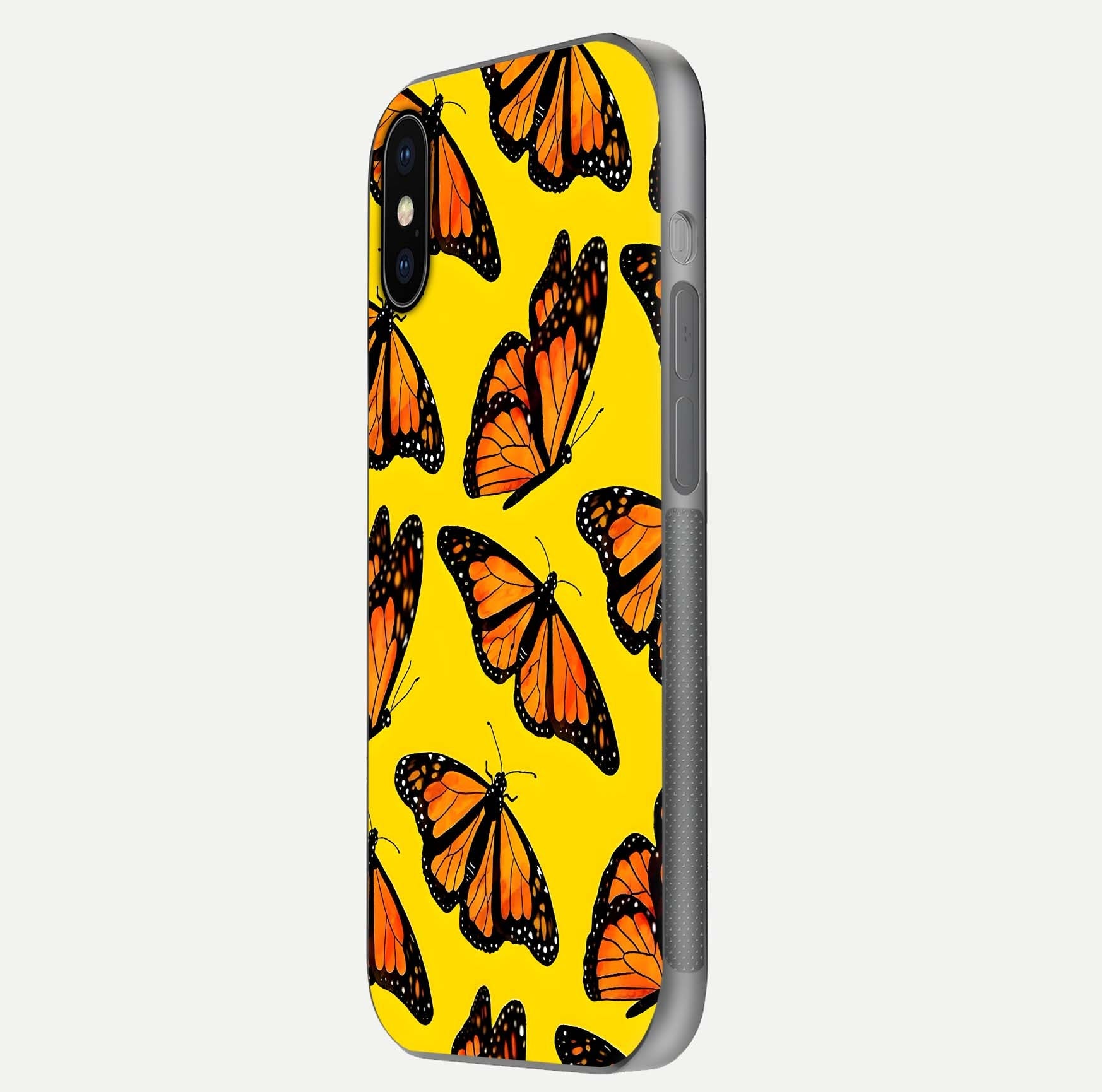 Golden Wing Flight Glass Case for iPhone X side-angle image showing polished surface and golden gradient