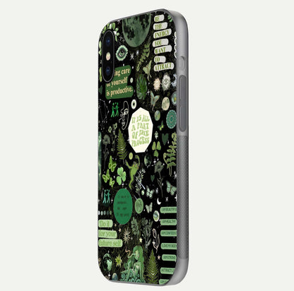 Green Moon Energy Glass Case for iPhone X side-angle image showing reflection brilliance and curved finish