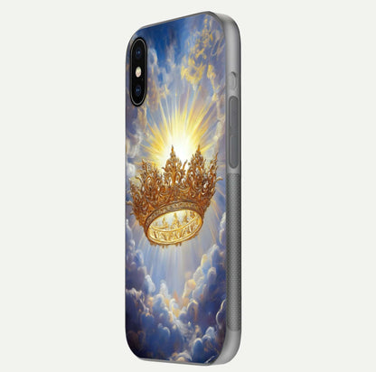 Heavenly Crown Light Glass Case for iPhone X side-angle image showing reflection brilliance and elegant divine art