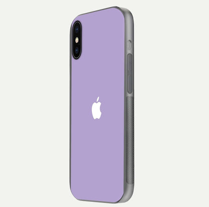 Lavender Soft Minimal Glass Case for iPhone X side-angle image showing smooth reflection and minimal look