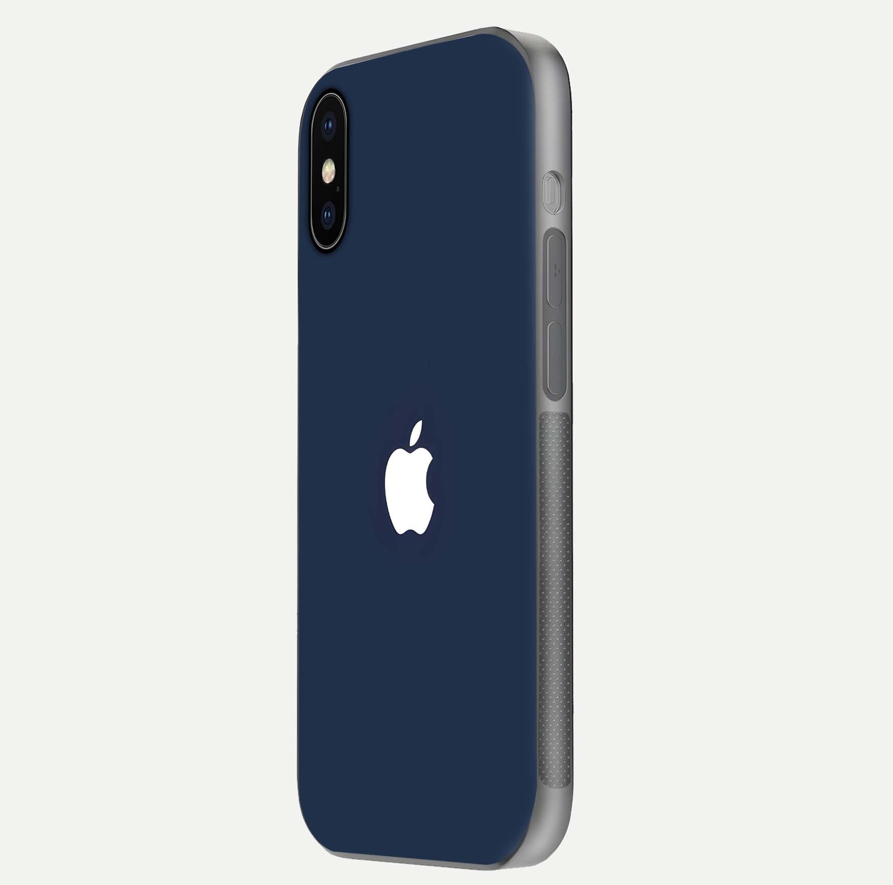 Minimal Apple Night Glass Case for iPhone X side-angle image showing sleek reflection and clean gloss