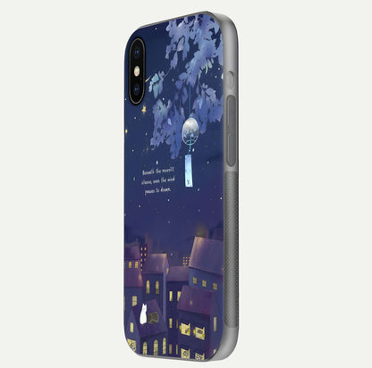 Moonlit Cat Silence Glass Case for iPhone X side-angle image showing HD gloss and feline artwork detail