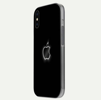 Neon Apple Glow Glass Case for iPhone X side-angle image showing light reflection and glow effect