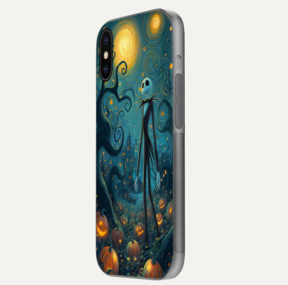Pumpkin Moonlight Tale Glass Case for iPhone X side-angle image showing glow texture and Halloween vibe