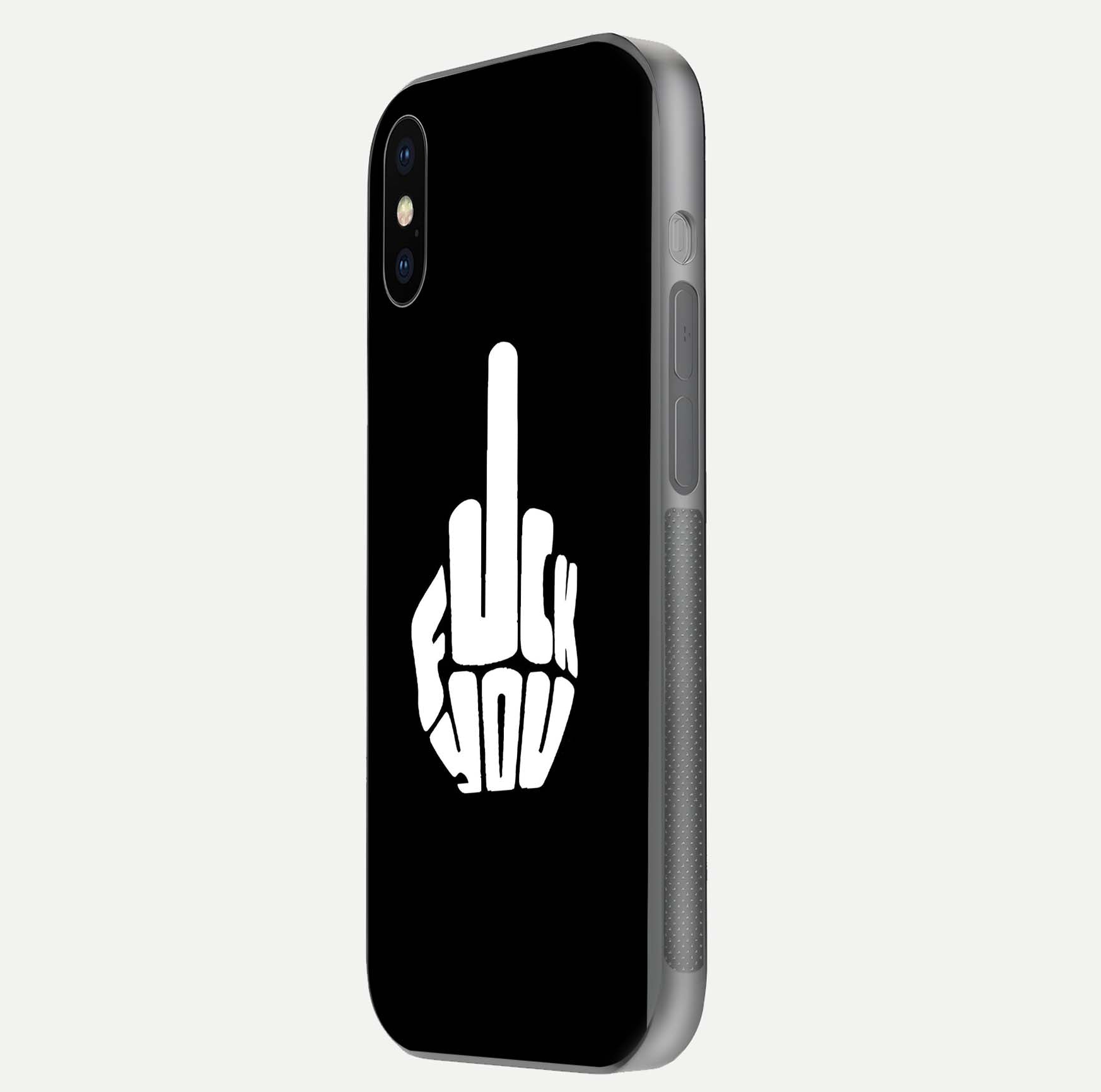 Rebel Mode On Glass Case for iPhone X side-angle image showing reflection, edge detail, and text clarity