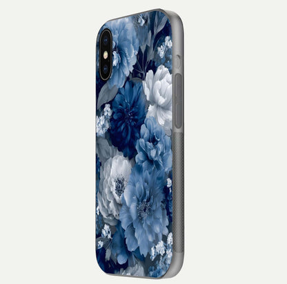 Royal Bloom Garden Glass Case for iPhone X side-angle image showing floral pattern, edges, and reflection