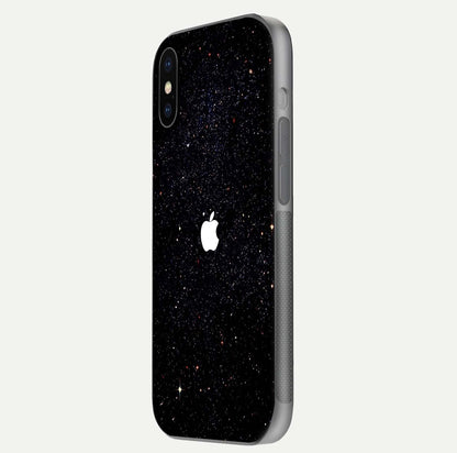Starry Apple Galaxy Glass Case for iPhone X side-angle image showing gloss and star pattern detail
