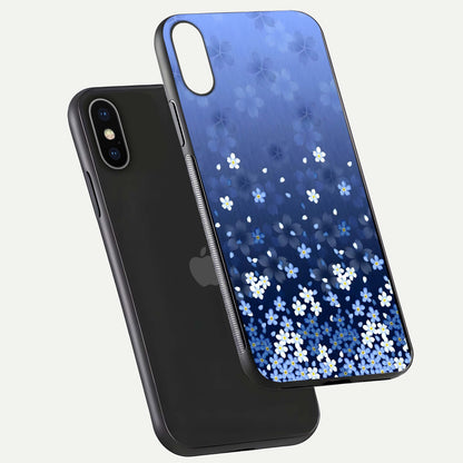Blue Starry Glass Case for iPhone X floating mockup capturing cosmic tone and HD gloss texture