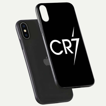 CR7 Elite Strike Glass Case for iPhone X floating mockup displaying HD gloss and sporty texture