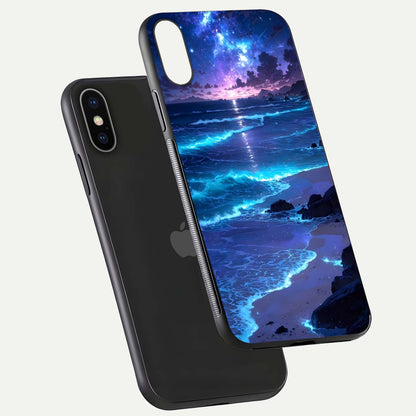 Classic Damn Look Glass Case for iPhone X floating mockup emphasizing HD gloss and stylish edges