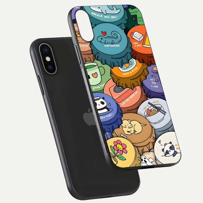 Coins Patterns Glass Case for iPhone X floating mockup showing reflection depth and smooth tone