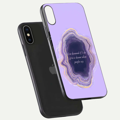 Damned People Quote Glass Case for iPhone X floating mockup showing gloss reflection and text balance