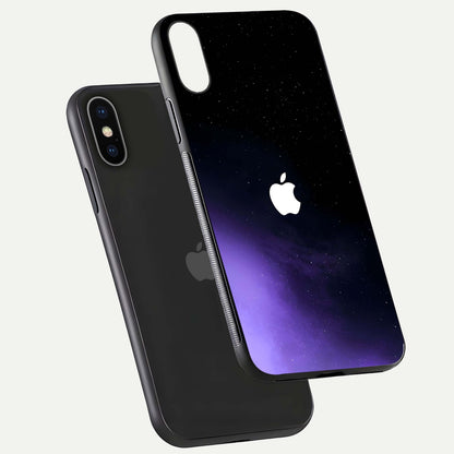 Galaxy Apple Aura Glass Case for iPhone X floating dual-view mockup highlighting HD gloss and deep space color blend