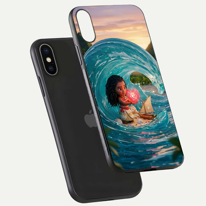 Heart of Ocean Glass Case for iPhone X floating dual-view mockup showing gloss surface and aquatic design