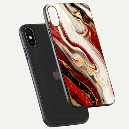 Red & White Marble Glass Case For iPhone X