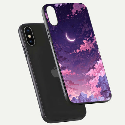 Sky Drift Clouds Glass Case for iPhone X floating dual-view mockup displaying gloss shine and depth